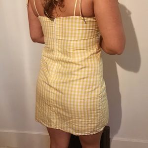 Lottie Moss Yellow Plaid Tie Strap Dress